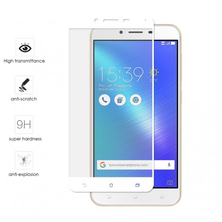 Protector Cristal Templado Frontal Completo Blanco para Asus Zenfone 3 Max 5.5" Zc553Kl Vidrio