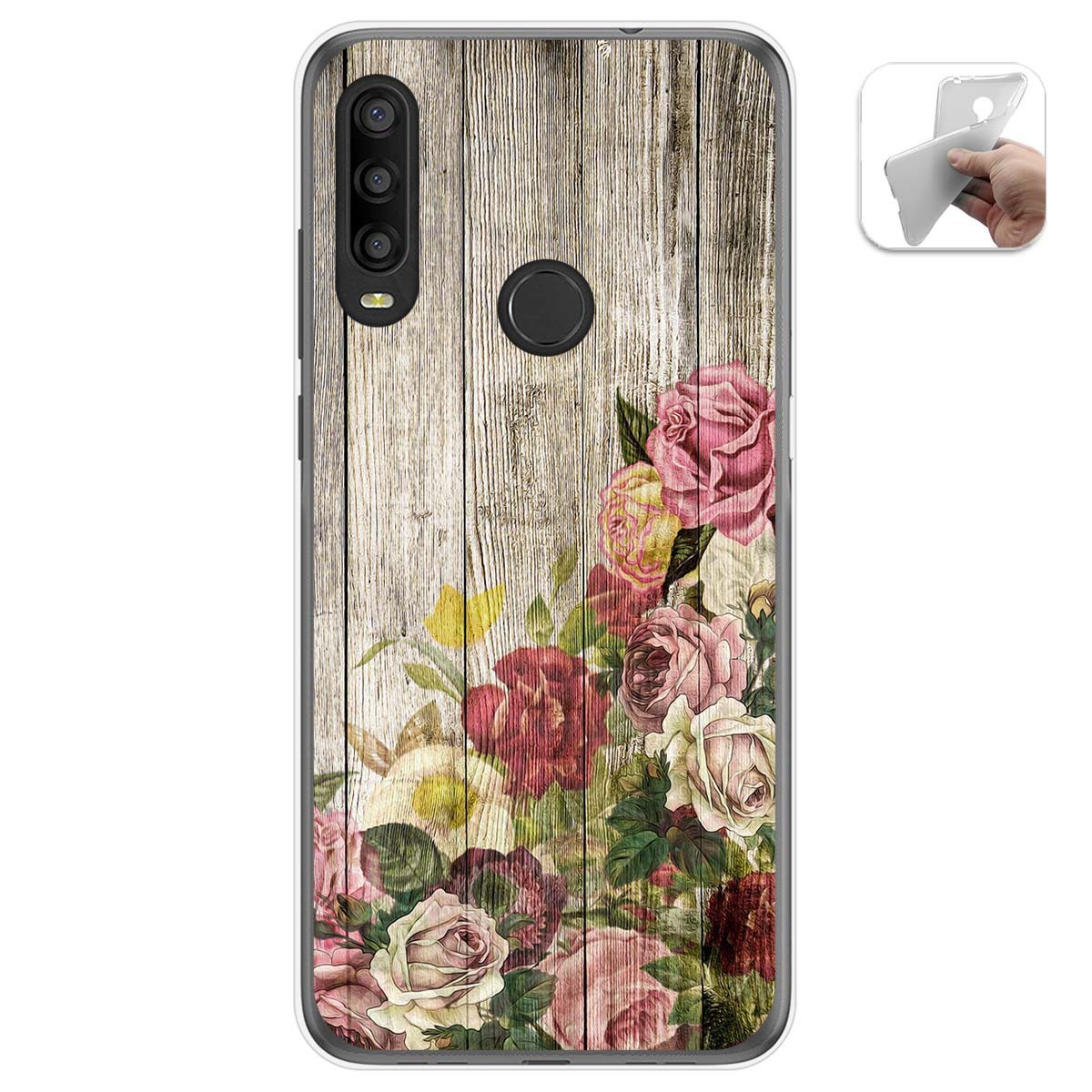 Funda Gel Tpu para Alcatel 1SE 2020 diseño Madera 08 Dibujos