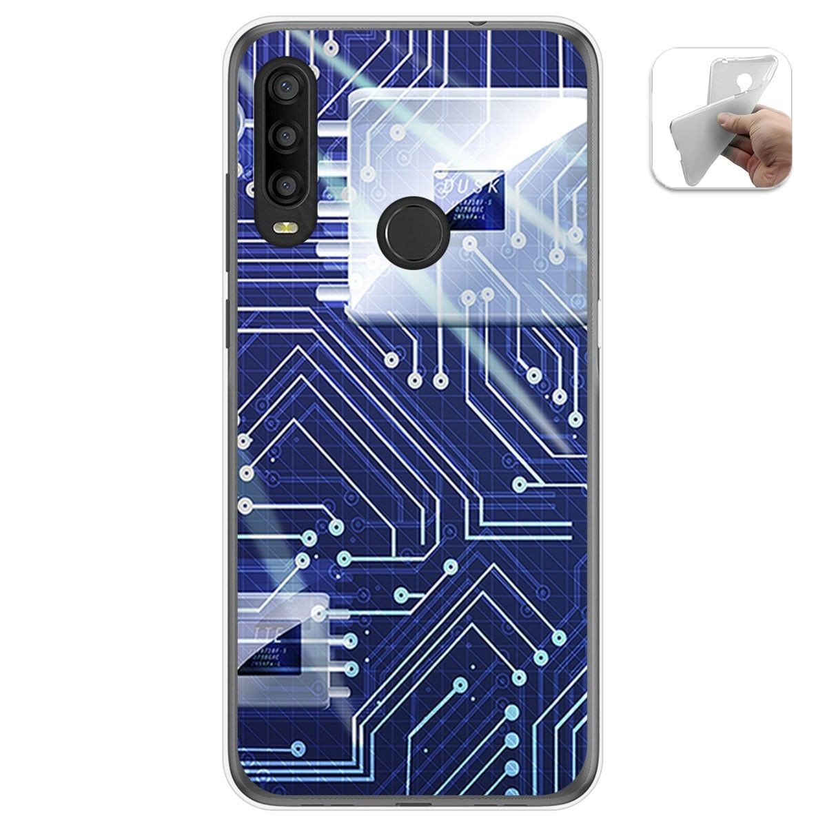 Funda Gel Tpu para Alcatel 1SE 2020 diseño Circuito Dibujos