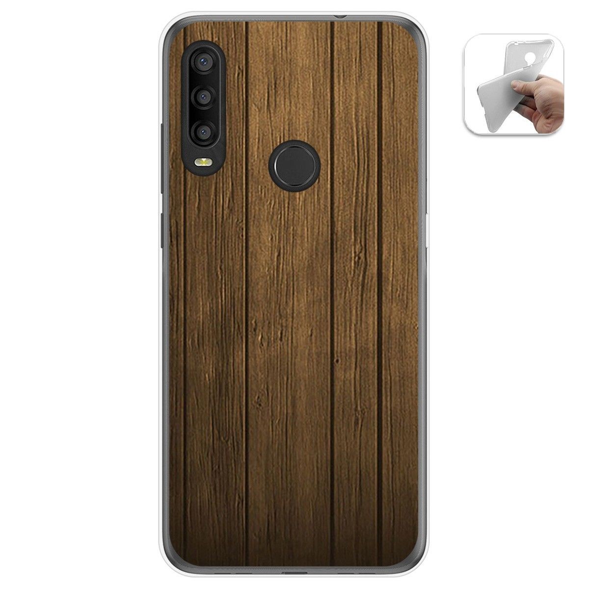 Funda Gel Tpu para Alcatel 1SE 2020 diseño Madera Dibujos