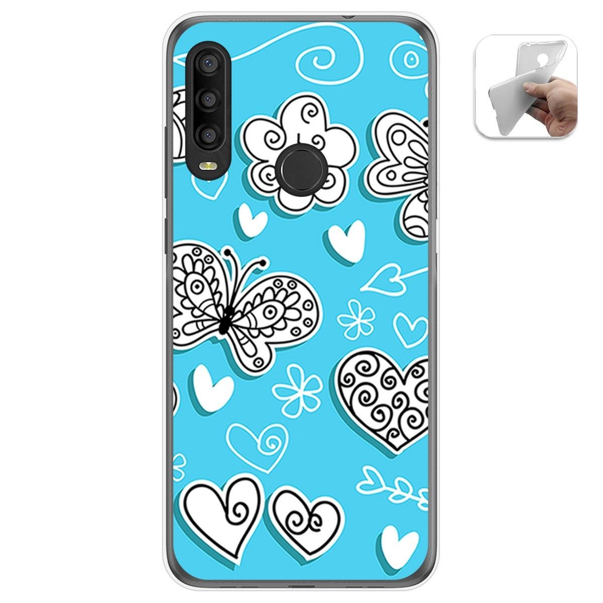Funda Gel Tpu para Alcatel 1SE 2020 diseño Mariposas Dibujos