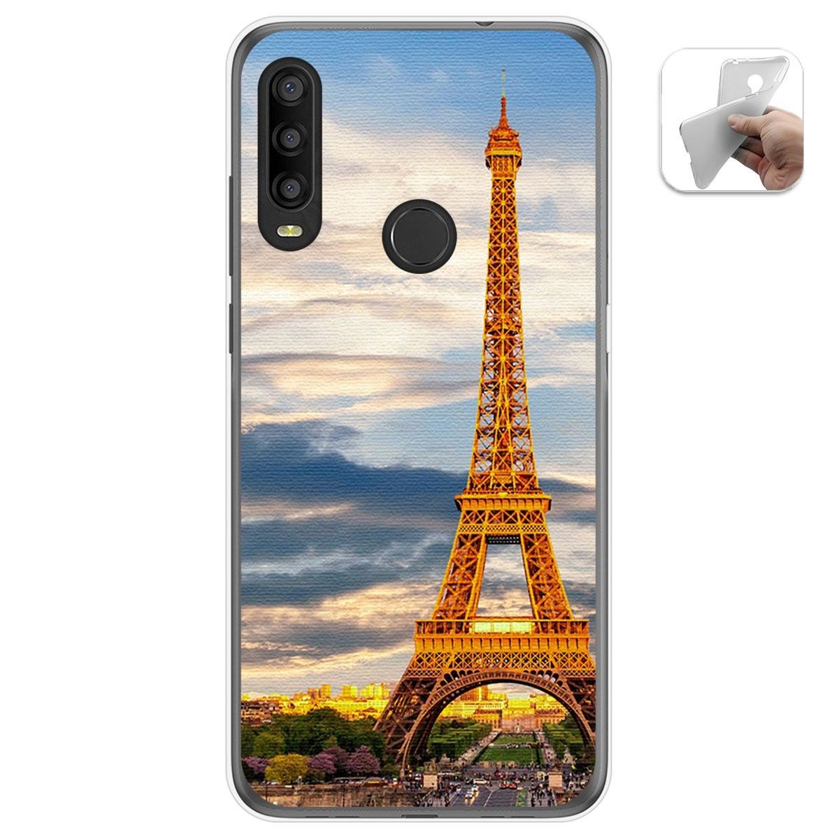 Funda Gel Tpu para Alcatel 1SE 2020 diseño Paris Dibujos