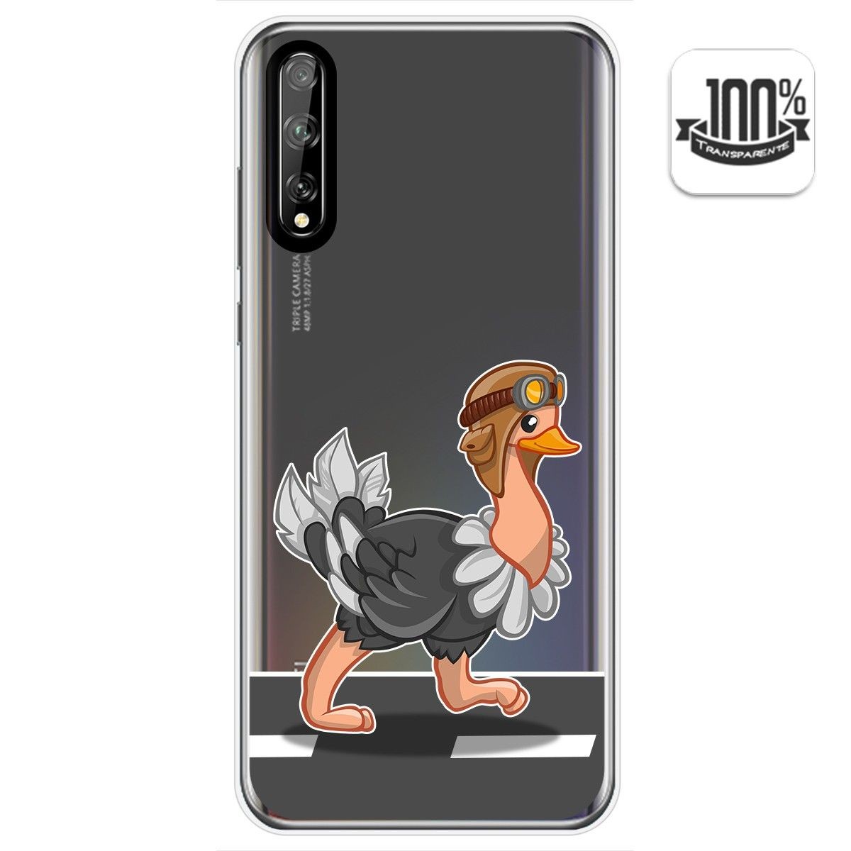 Funda Gel Transparente para Huawei P Smart S / Y8p diseño Avestruz Dibujos