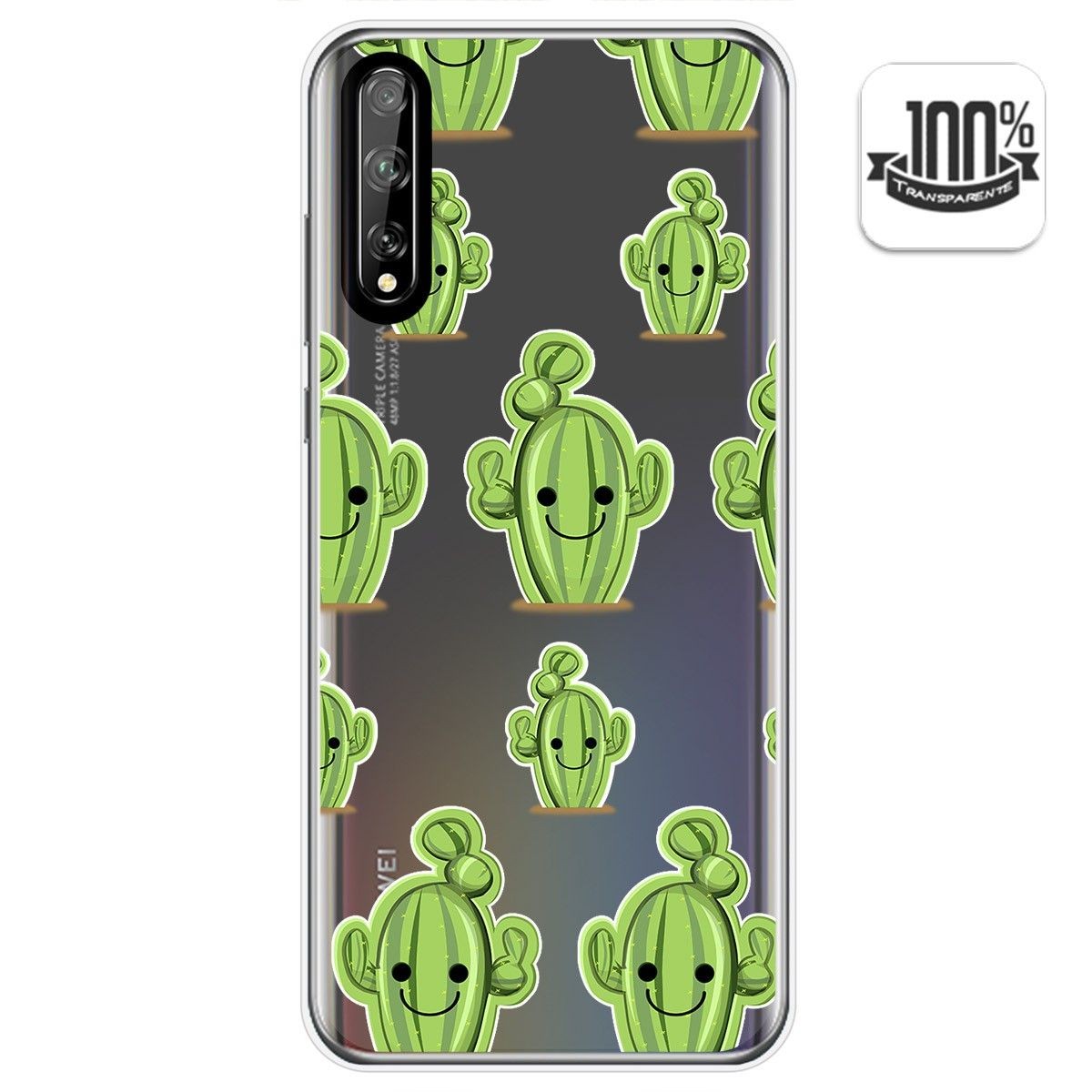 Funda Gel Transparente para Huawei P Smart S / Y8p diseño Cactus Dibujos