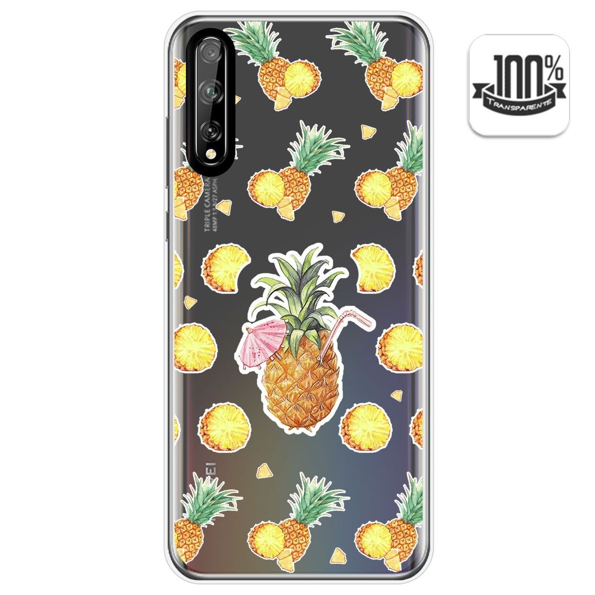 Funda Gel Transparente para Huawei P Smart S / Y8p diseño Piña Dibujos