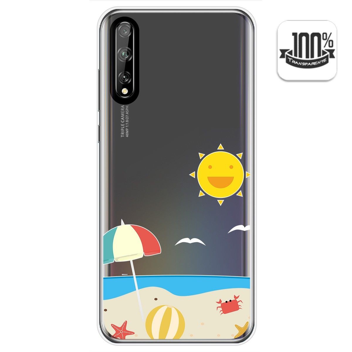 Funda Gel Transparente para Huawei P Smart S / Y8p diseño Playa Dibujos