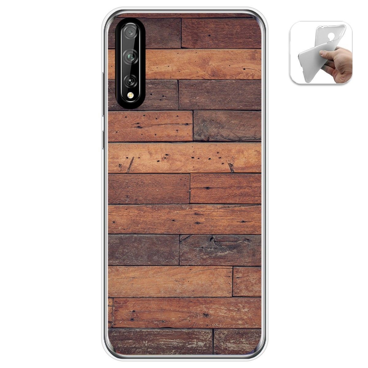 Funda Gel Tpu para Huawei P Smart S / Y8p diseño Madera 03 Dibujos