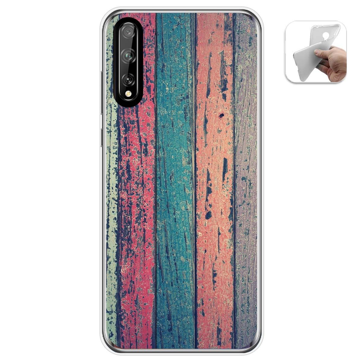 Funda Gel Tpu para Huawei P Smart S / Y8p diseño Madera 10 Dibujos