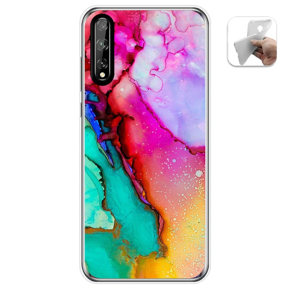 Funda Gel Tpu para Huawei P Smart S / Y8p diseño Mármol 15 Dibujos