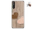 Funda Gel Tpu para Huawei P Smart S / Y8p diseño Corazones Madera Dibujos