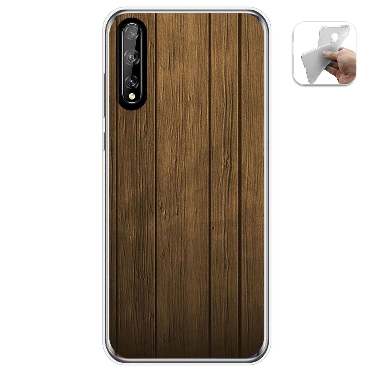 Funda Gel Tpu para Huawei P Smart S / Y8p diseño Madera Dibujos