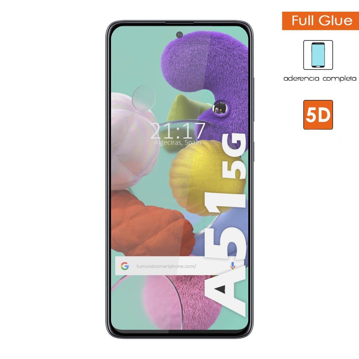 Protector Cristal Templado Completo 5D Full Glue Negro para Samsung Galaxy A51 5G Vidrio