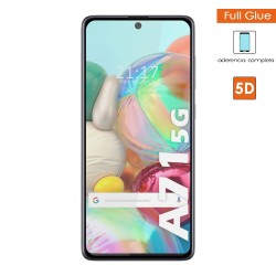 Protector Cristal Templado Completo 5D Full Glue Negro para Samsung Galaxy A71 5G Vidrio 2