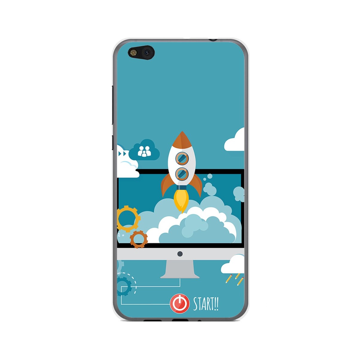 Funda Gel Tpu para Xiaomi Mi 5C Diseño Cohete Dibujos