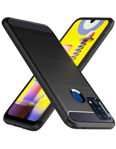 Funda Gel Tpu Tipo Carbon Negra para Samsung Galaxy M31
