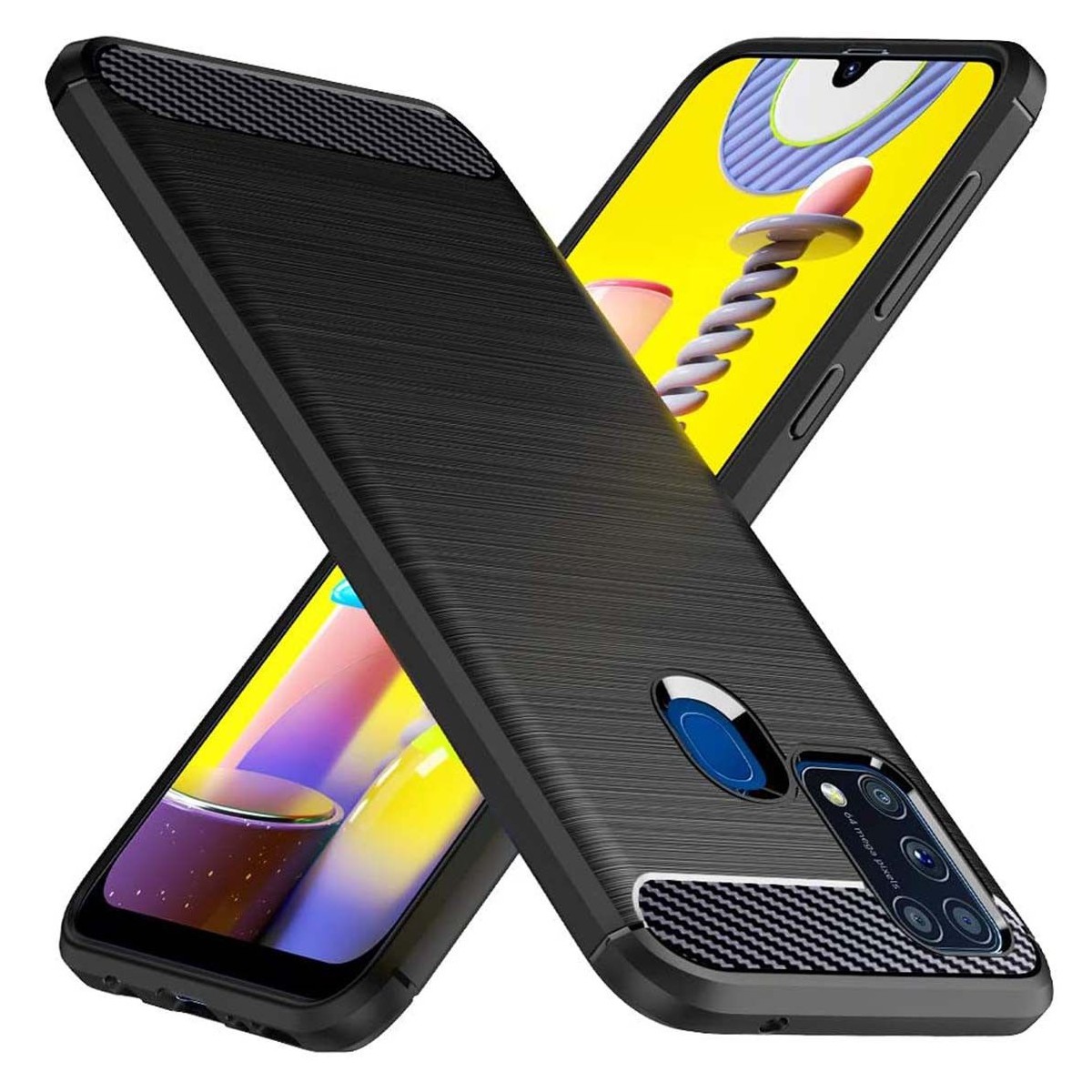 Funda Gel Tpu Tipo Carbon Negra para Samsung Galaxy M31