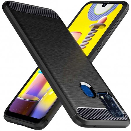 Funda Gel Tpu Tipo Carbon Negra para Samsung Galaxy M31