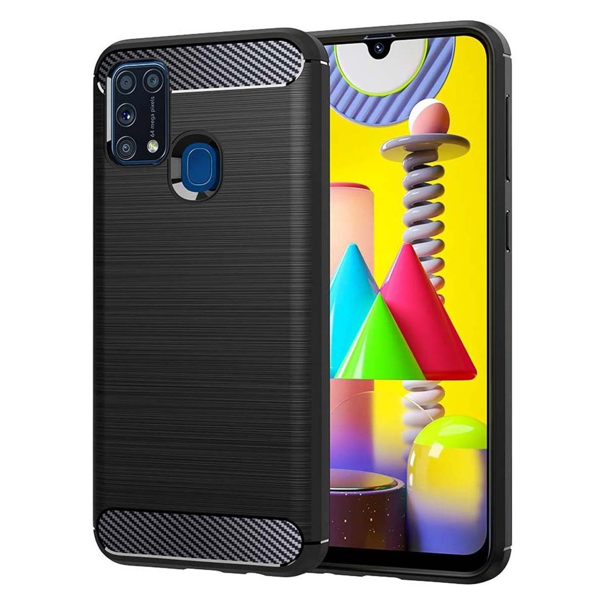 Funda Gel Tpu Tipo Carbon Negra para Samsung Galaxy M31