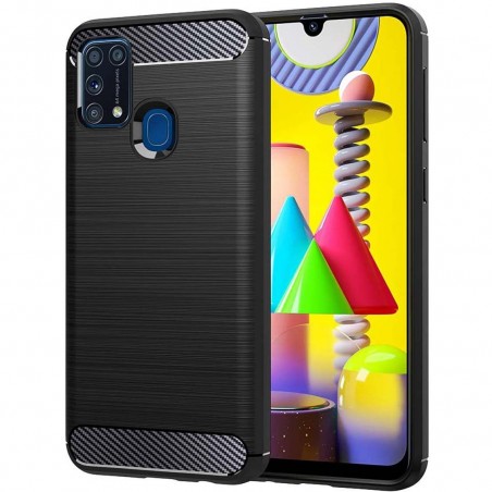 Funda Gel Tpu Tipo Carbon Negra para Samsung Galaxy M31