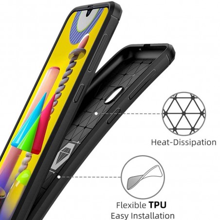 Funda Gel Tpu Tipo Carbon Negra para Samsung Galaxy M31