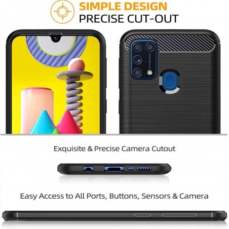 Funda Gel Tpu Tipo Carbon Negra para Samsung Galaxy M31