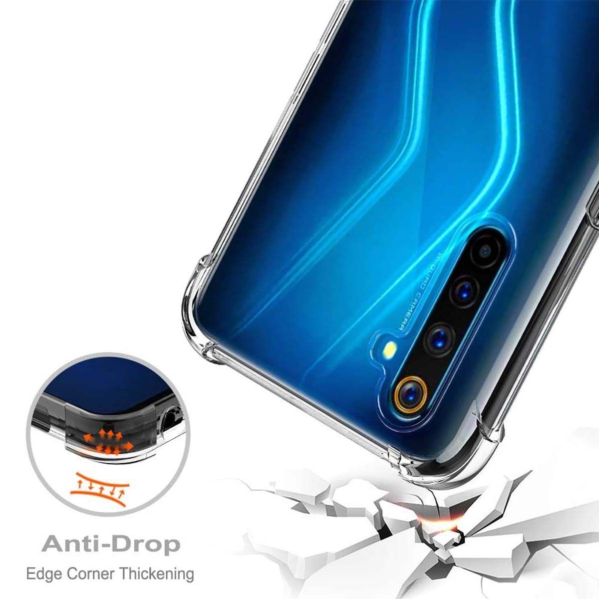 Funda Gel Tpu Anti-Shock Transparente para Realme 6 Pro