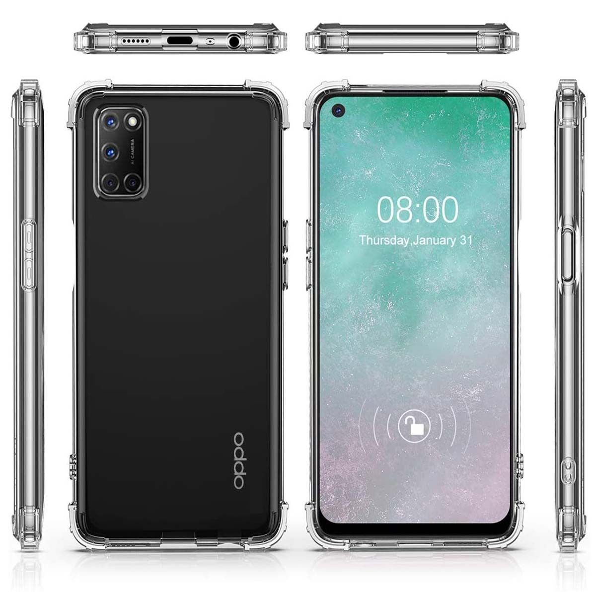 Funda Gel Tpu Anti-Shock Transparente para Oppo A52 / A72