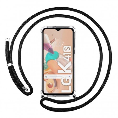 Funda Colgante Transparente para Lg K41s con Cordon Negro