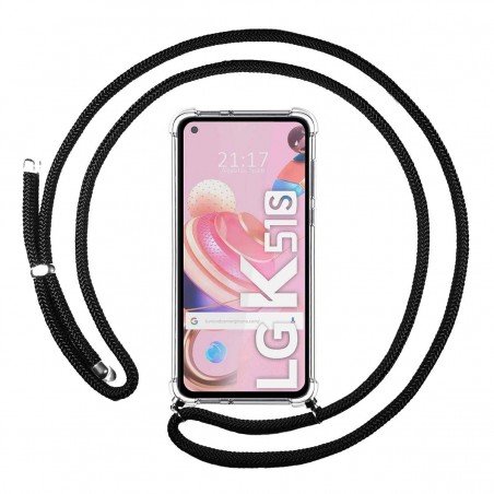 Funda Colgante Transparente para Lg K51s con Cordon Negro