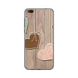 Funda Gel Tpu para Xiaomi Mi 5C Diseño Corazones Madera Dibujos