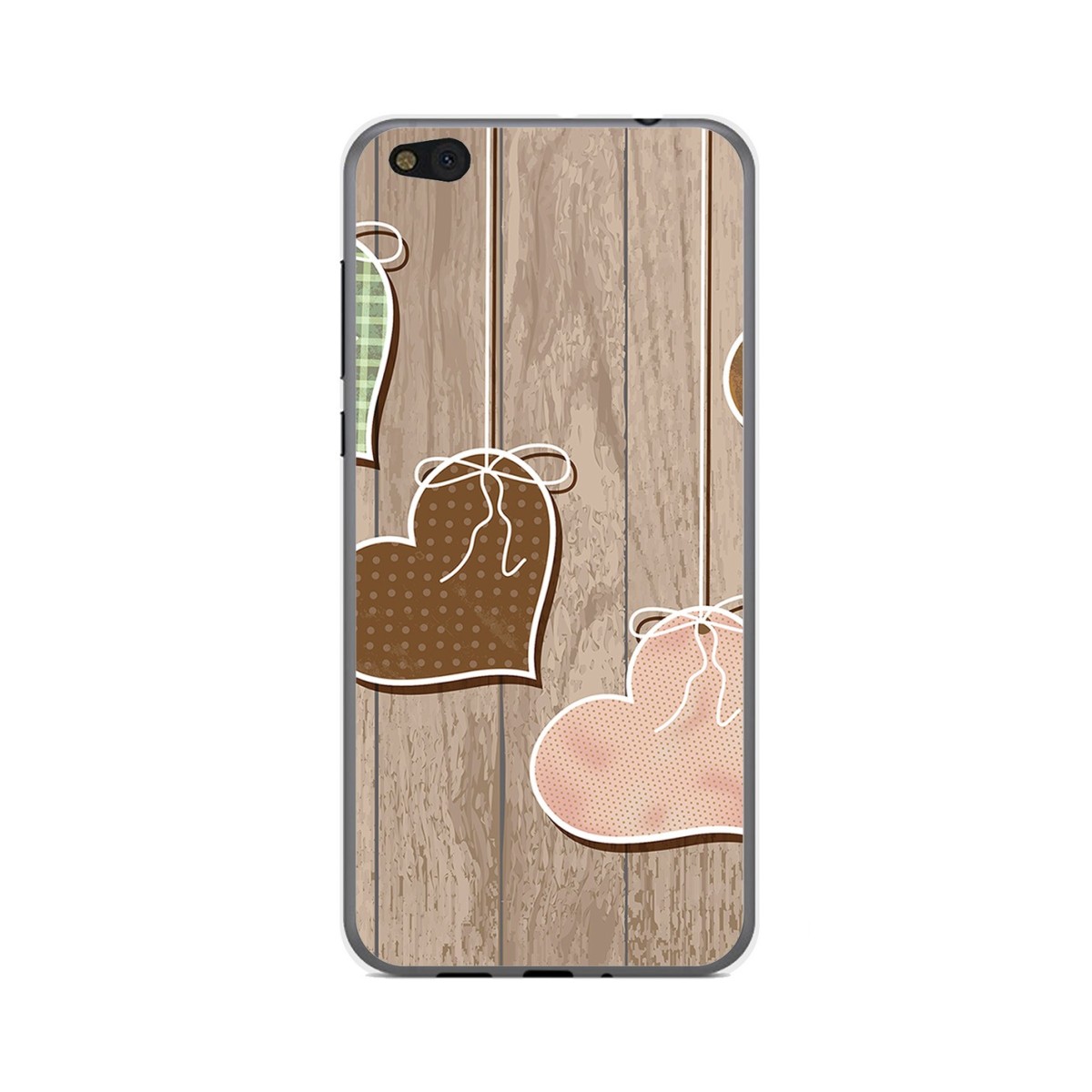 Funda Gel Tpu para Xiaomi Mi 5C Diseño Corazones Madera Dibujos