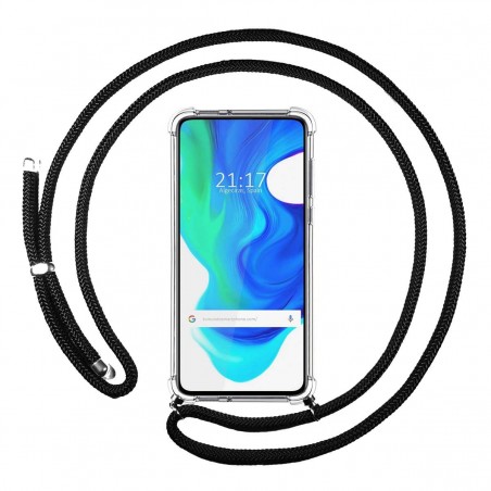 Funda Colgante Transparente para Xiaomi POCO F2 Pro con Cordon Negro