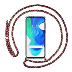 Funda Colgante Transparente para Xiaomi POCO F2 Pro con Cordon Rosa / Dorado