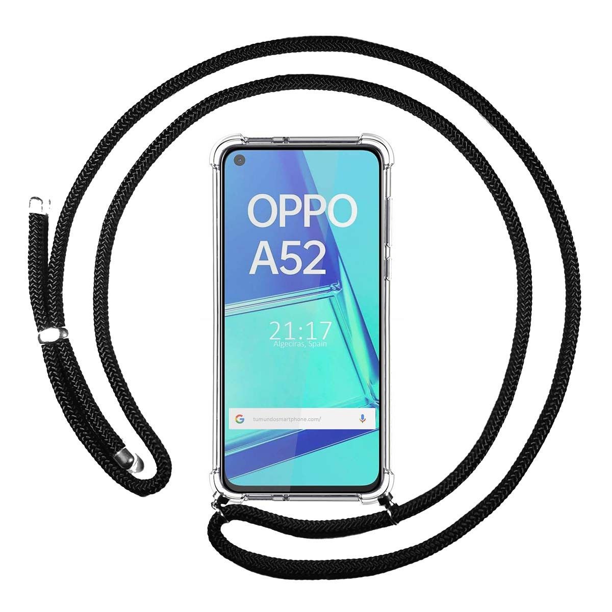 Funda Colgante Transparente para Oppo A52 / A72 con Cordon Negro