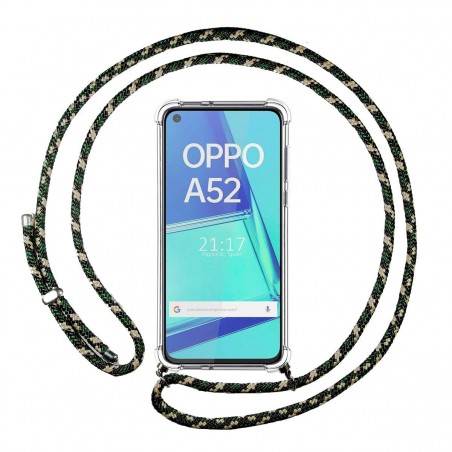 Funda Colgante Transparente para Oppo A52 / A72 con Cordon Verde / Dorado