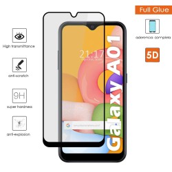Protector Cristal Templado Completo 5D Full Glue Negro para Samsung Galaxy A01