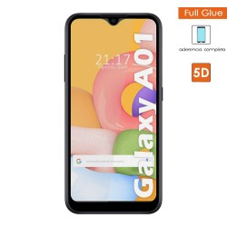 Protector Cristal Templado Completo 5D Full Glue Negro para Samsung Galaxy A01 2
