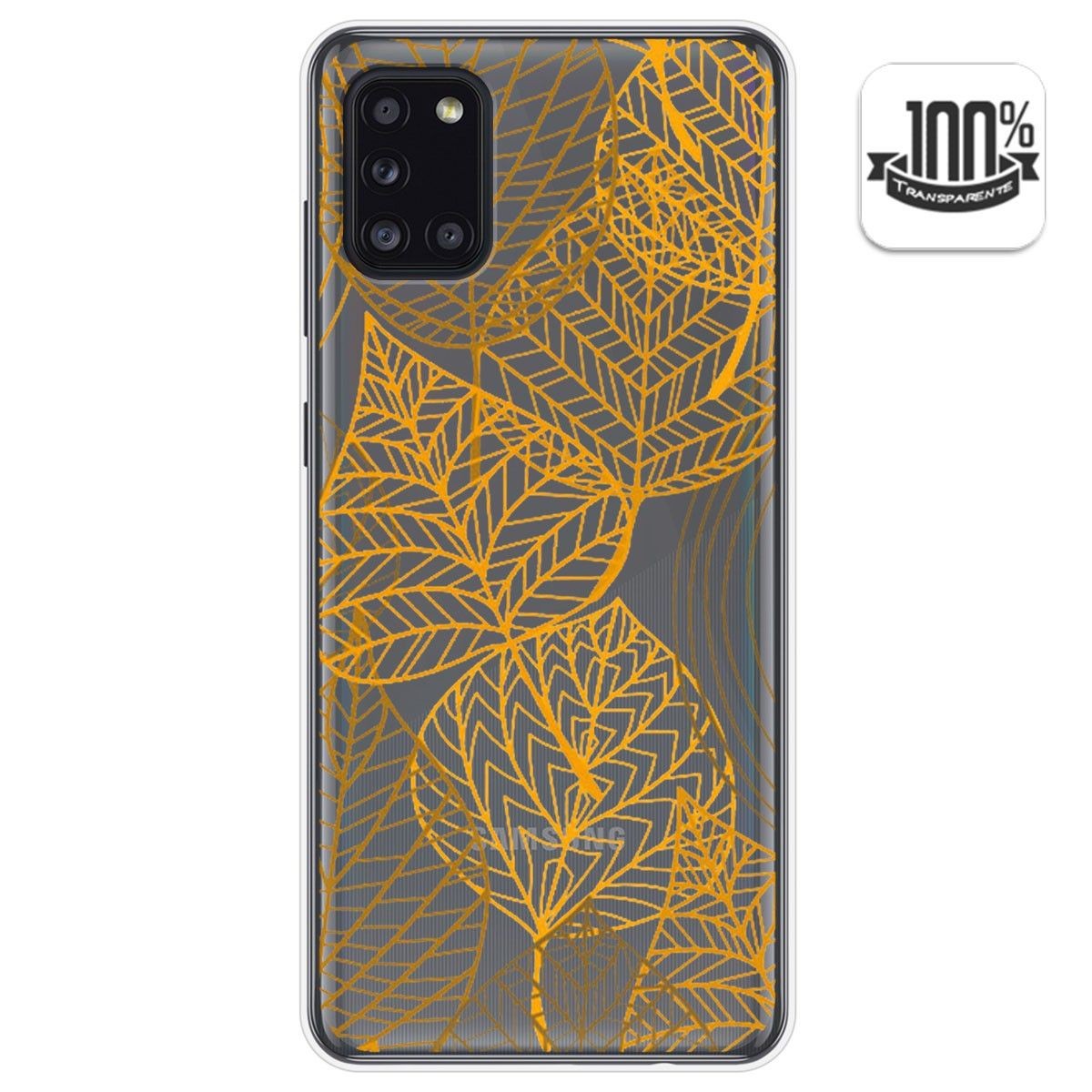 Funda Gel Transparente para Samsung Galaxy A31 diseño Hojas Dibujos