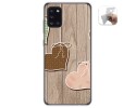 Funda Gel Tpu para Samsung Galaxy A31 diseño Corazones Madera Dibujos