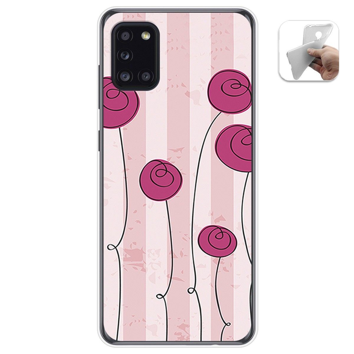 Funda Gel Tpu para Samsung Galaxy A31 diseño Flores Vintage Dibujos