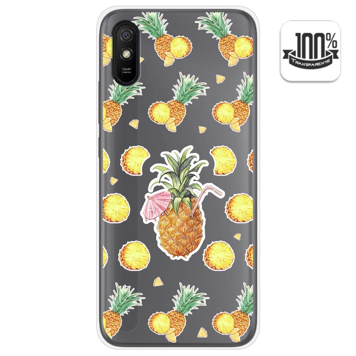 Funda Gel Transparente para Xiaomi Redmi 9A / 9AT diseño Piña Dibujos