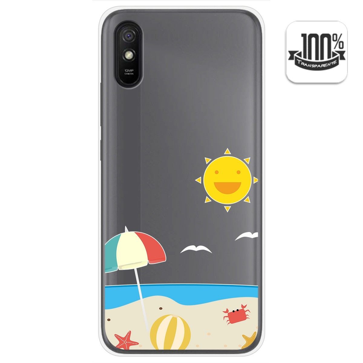 Funda Gel Transparente para Xiaomi Redmi 9A / 9AT diseño Playa Dibujos