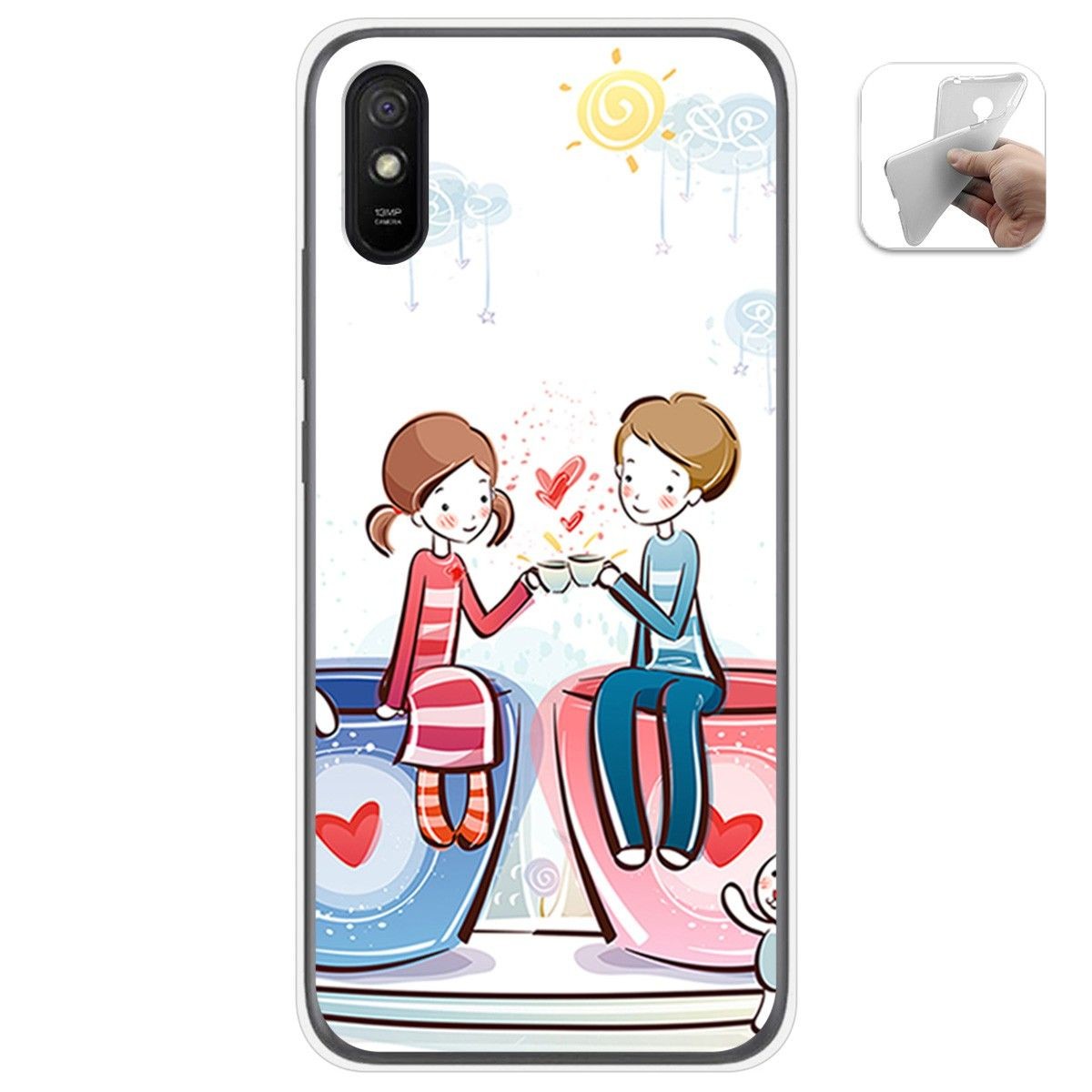 Funda Gel Tpu para Xiaomi Redmi 9A / 9AT diseño Café Dibujos