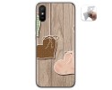 Funda Gel Tpu para Xiaomi Redmi 9A / 9AT diseño Corazones Madera Dibujos