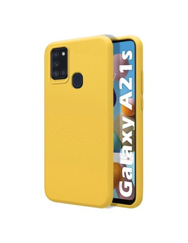 Funda Silicona Líquida Ultra Suave para Samsung Galaxy A21s color Amarilla
