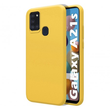 Funda Silicona Líquida Ultra Suave para Samsung Galaxy A21s color Amarilla