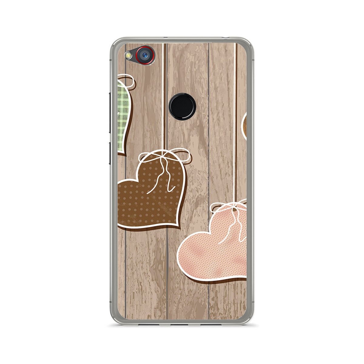 Funda Gel Tpu para Zte Nubia Z11 Mini Diseño Corazones Madera Dibujos