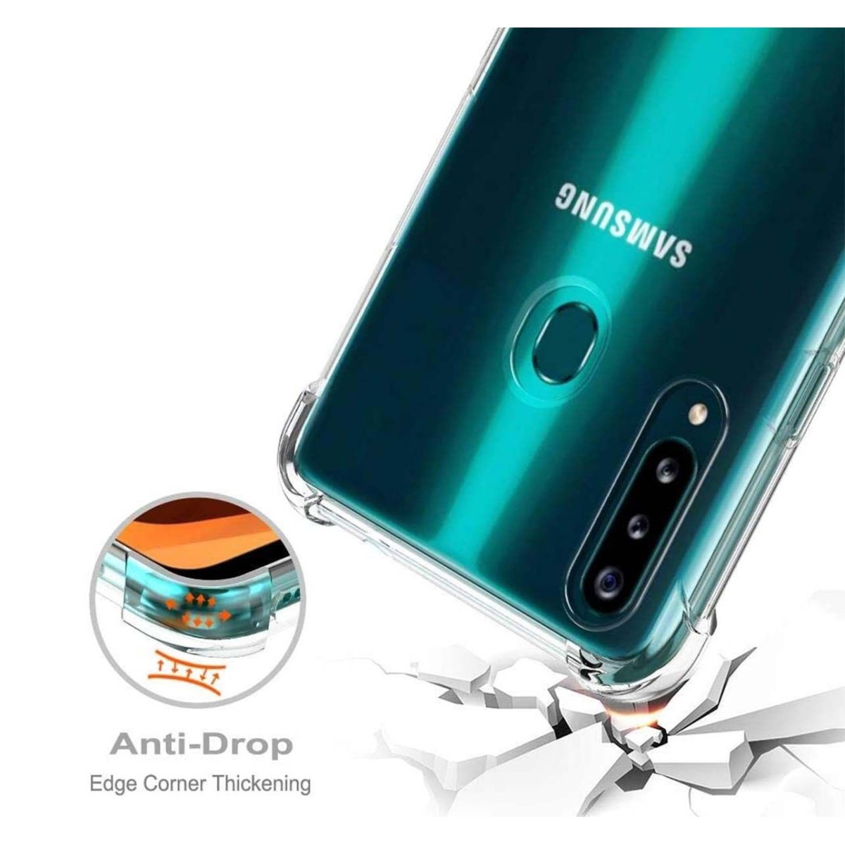 Funda Gel Tpu Anti-Shock Transparente para Samsung Galaxy A20s