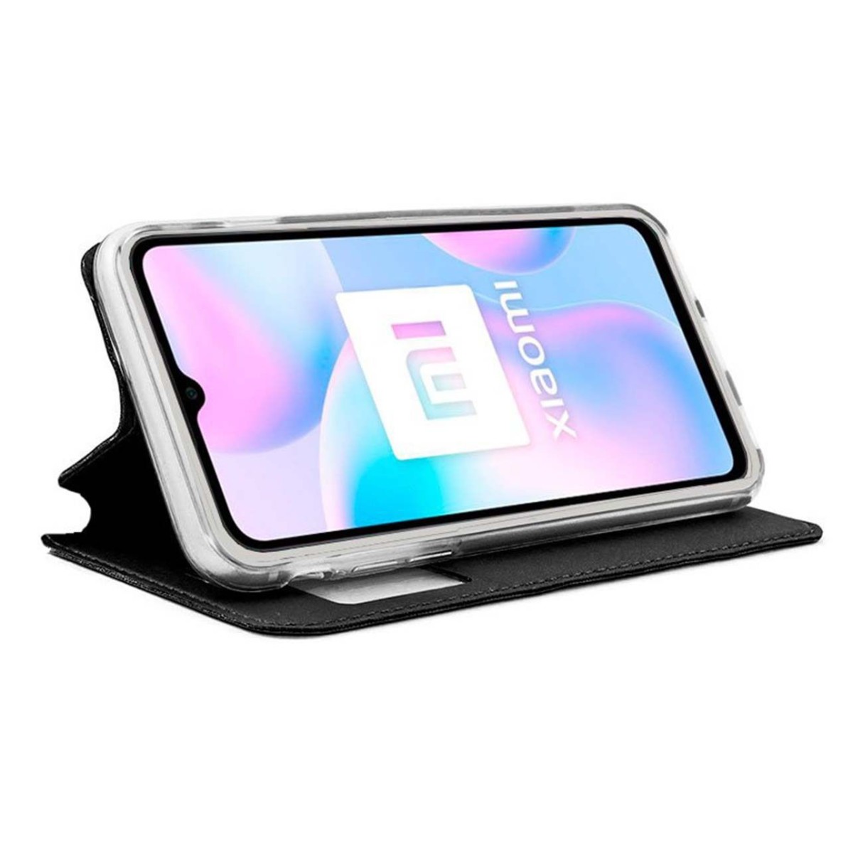Funda Libro Soporte con Ventana para Xiaomi Redmi 9A / 9AT color Negra