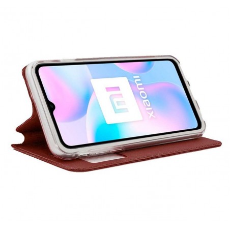 Funda Libro Soporte con Ventana para Xiaomi Redmi 9A / 9AT color Roja